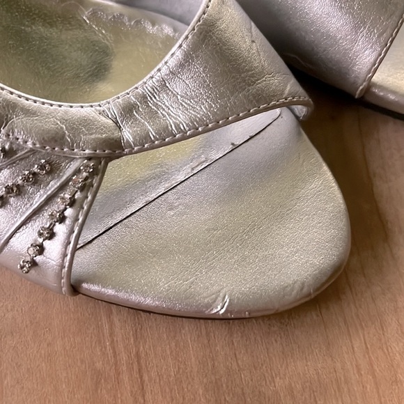 Michael & Bordeaux Silver Cubic Zirconia Slingback Wedge Heel - Picture 3 of 8